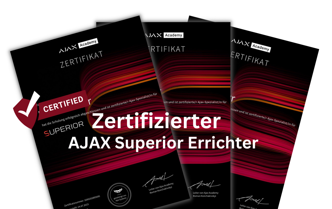 Ajax Superior Zertifikat Zertifizierter Ajax Alarmanlagen Errichter Ansbach