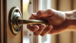 hand an einem absperrbren fenstergriff