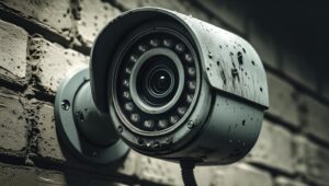 überwachungskamera wird gerade montiert